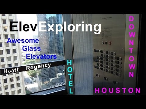 Schindler High-Speed Glass Elevators at Hyatt Regency in Downtown Houston, TX.