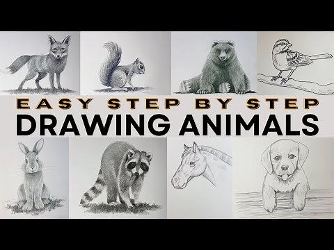 How To Draw 8 Different ANIMALS in 8 Minutes! | EASY Tutorial for Beginners | With Pencil