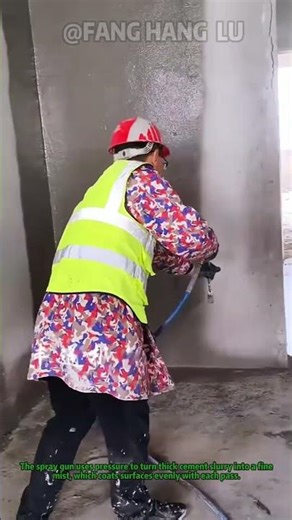 How to Spray Cement Slurry on Walls & Ceilings #Shorts #ConstructionFinishing #CementApplication