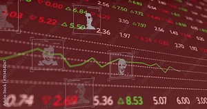 Animation of people icons over stock market and diagrams Stock Video