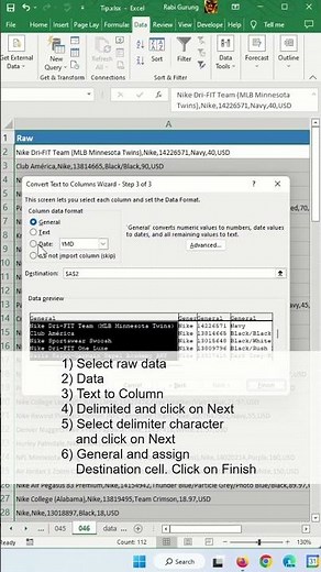 Parse Data Using Text to Column - Excel Tips and Tricks #shorts
