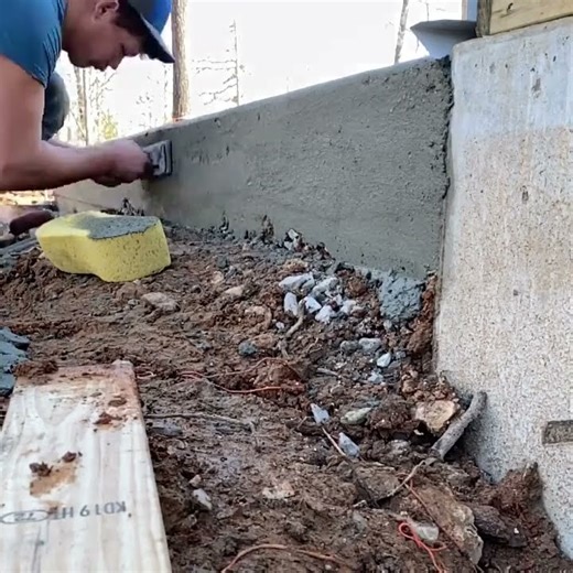 Concrete Apron with Sponge Finished Sides.