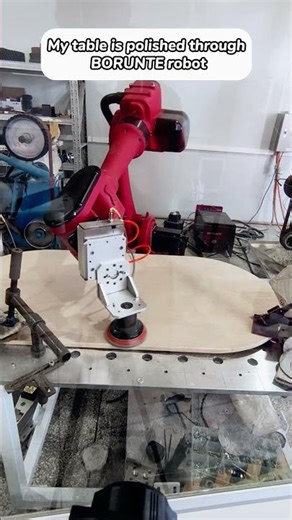 Robotic deburring of wooden boards #borunte #machine #robot