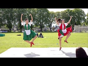 Competitors in the Irish Jig HIghland Dancing during Oldmeldrum Highland Games in Scotland 2019