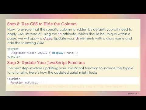 How to Hide and Show an HTML Table Column by Default