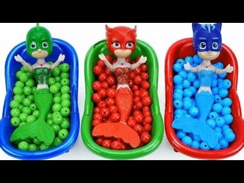 PJ Masks Bead Bath ASMR | Green, Red & Blue Sensory Play & Crunchy Sounds