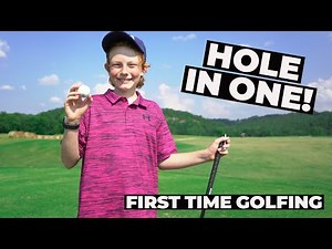 EPIC HOLE IN ONE SHOT!! | 11 Year Old Hits Hole In One On His First Time Golfing
