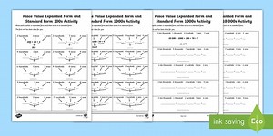 Place Value Expanded Form and Standard Form Differentiated Worksheets