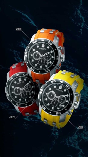 Official Invicta Stores on Instagram: "Black‑and‑yellow power with full SCUBA DNA. The Invicta Pro Diver Scuba 49830 lays a bold yellow strap and black dial against a 48mm steel case and steel‑black bezel, built for divers who like their performance loud and their style louder. ⚙️ VD53 quartz chronograph movement with 60‑second timing for precise tracking. ⚫ Black metal dial framed by a steel and black aluminum bezel for classic Pro Diver aggression. 🟡 26mm yellow silicone and stainless steel h