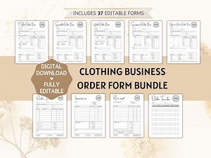 Editable Clothing Business Order Form Bundle | Apparel Order Forms | Clothing Business Editable Templates | T-shirt Forms | Small Business - Etsy