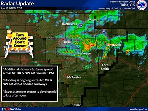 25K views · 57 reactions | [12:42 PM - 5/25/25] Radar Update: Heavy showers & storms will continue to move across far E/NE OK and far NW AR through about 3 PM. Flooding remains ongoing across NE OK & NW AR. Any additional rains will worsen flood conditions. Stronger storms still likely mid to late afternoon. | US National Weather Service Tulsa Oklahoma | Facebook