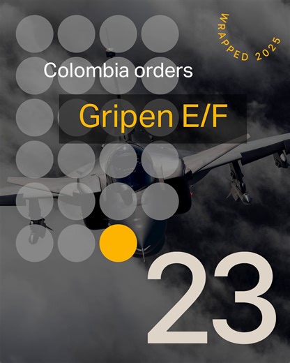 Saab on Instagram: "Colombia became the second country in 2025 to order Gripen E/F fighter jets, following Thailand earlier in the year. ¡Bienvenida Colombia a la familia Gripen! Every day we will post one of our highlights of 2025. Follow along to see how far we've come this year. Explore more on our website (link in bio). #Saabwrapped2025"