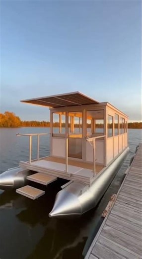 Our secret solar pontoon project is the future of boating #solarboat #pontoon