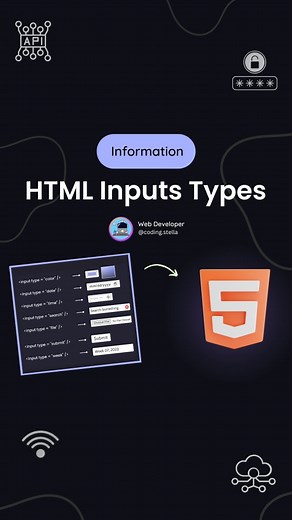 HTML Input Types 🤌🤩 If you're working with HTML, be sure to use helpful input tags to make your code more organized and readable. By doing so, you'll save yourself time and frustration in the long run. 🤔 ☘️ The HTML element is used to create interactive controls for web-based forms in order to accept data from the user; a wide variety of types of input data and control widgets are available, depending on the device and user agent. ❤️ Hit the heart icon and show your love to this video ❤️ | 📲