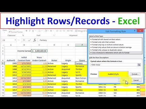 Excel Highlight Row