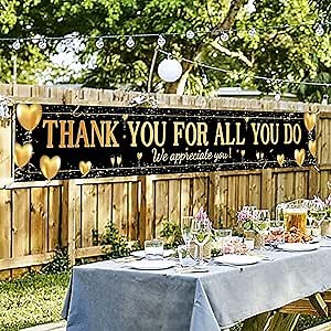 Thank You Appreciation Banner - Inspirational Gratitude Sign for Teachers, Healthcare Workers, Employee and Volunteer Recognition, Retirement, School and Office Decor, Celebration Event