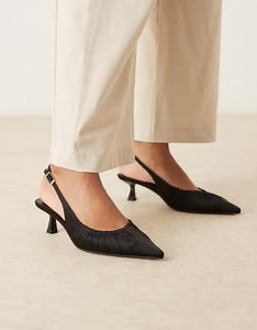 ASOS DESIGN Serenity ruched slingback kitten heel shoes in black | ASOS