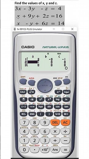 How to solve linear equations with 3 variables using scientific calculator