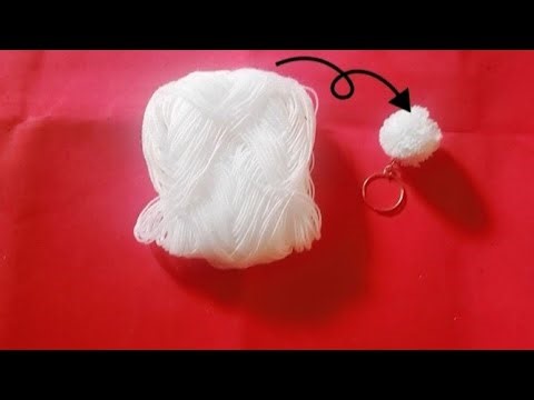 Make CUTE Pom Pom Heart Keychain from WOOL in Minutes!#art #ytviralvideo