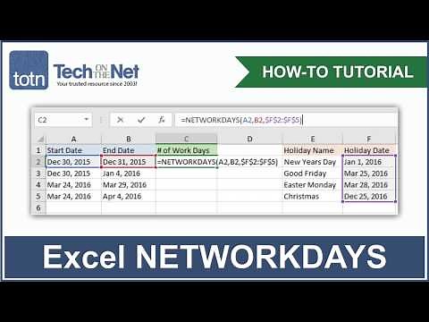 How to use the NETWORKDAYS function in Excel