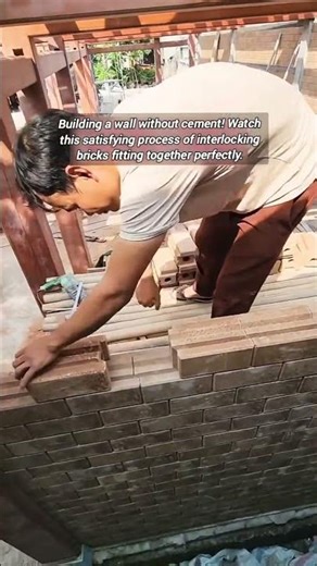 Cement-Free Interlocking Brick Wall.