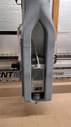 Trying out the new dust shroud for the CNC router! Designed from scratch and 3d printed. So far so good! | Millwork and Machinery, LLC