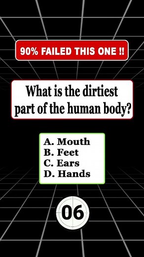 47K views · 2.6K reactions | What is the Dirtiest part of the human body? #quiz #QuizTime #fun #noblequiz #fblifestyle #ukreels #usareels #canada | Quiz Master Vek | Facebook