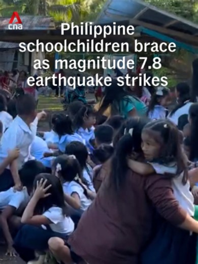 Schoolchildren in the Philippines were seen bracing themselves when a 7.8-magnitude earthquake struck the region on Monday (Jun 8 ), causing a structure at their school to collapse. No one was injured in the incident. #philippinesnews #phnews #philippines