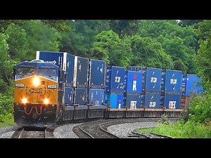 A Long CSX Double Stack Intermodal Train