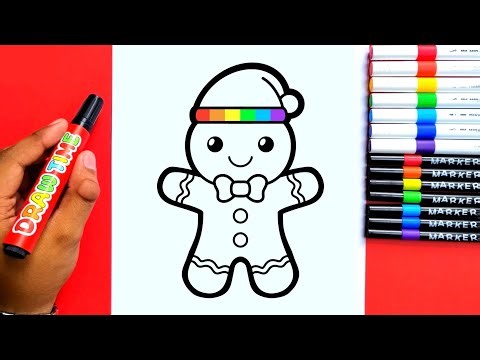 How to Draw Christmas Gingerbread in Simple and Easy Way! For Kids and Toddlers