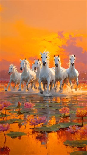 Art Brahma on Instagram: "7 Horses of Success 🌅🐎 Vastu Art “Feel the power of seven horses galloping into your life, bringing success, energy, and happiness!” Limited collection. Free shipping all over India. WhatsApp for orders. Prices start from ₹5,000/- This beautiful artwork shows seven white horses running under the golden sun. In Indian mythology, these horses pull the chariot of Surya Dev, the Sun God. They stand for speed, strength, and progress. According to Vastu Shastra, hanging a p