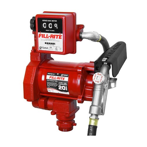 Fill-Rite FR701V 115V AC Fuel Transfer Pump w/ Manual Nozzle and Meter - 20 GPM