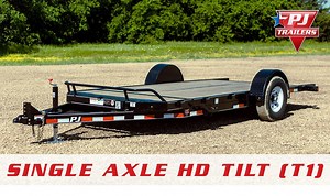NEW PRODUCT! Introducing the brand new Single Axle HD Tilt (T1) by PJ Trailers. This T1 offers maximum versatility in a compact heavy duty package. It has a 7,000 lbs GVWR & 81" wide deck allowing you to haul small equipment, cars, tractors, UTVs, etc... Learn more at www.pjtrailers.com/detail.cfm?ID=T1 | PJ Trailers