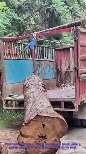 Truck Uses Pulley to Load Giant Log: Clever Transport Method