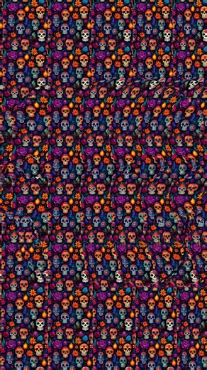 Day of the Dead Stereogram. What can you see? #stereogram #3d #cool #hidden #challenge #dayofthedead