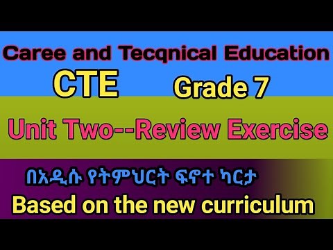 Career and Technical Education Grade 7 Unit two Review Exercise with answer based on new curriculum.