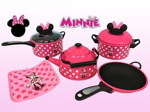 Making Breakfast and Dinner with Minnie Mouse Cooking Set Pretend Play Set | Kids Station