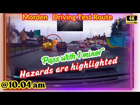 #morden driving test at 10.04am // Hazards are highlighted // PASS with a minor //4K