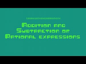 Grade 8 - Addition and Subtraction of Rational Expressions (Tagalog/Filipino Math)