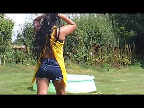 Long Hair Flipping. #longhairflip #waterhairflip #hairflipping #wetjeans #wetclothes #wetlook