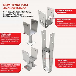 Pryda New Zealand on Instagram: "The Pryda Post Anchors range is now available in New Zealand. The new range covers Adjustable, Bolt Down, Centre Fix, Full Stirrup, Half Stirrup and High Wind categories. The Post Anchors come in handy retail ready boxes, significantly upgraded product design from the older versions. The individual Product Data Sheets can be found on our product web-page. Grab a Pryda Post Anchor from your major hardware stores and building materials suppliers. pryda.co.nz/produc