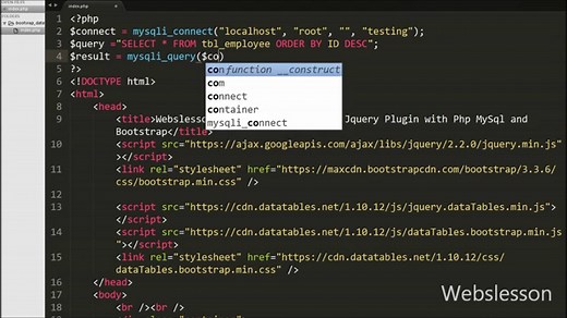 Datatables Jquery Plugin with Php MySql and Bootstrap