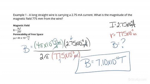 Determining the Magnitude of the Magnetic Field Some Distance from a Straight Current Carrying Wire | Physics | Study.com