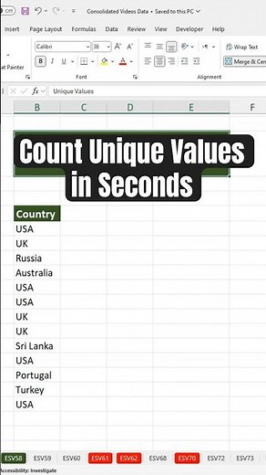 Counting Unique Values in Excel (All Excel Versions)