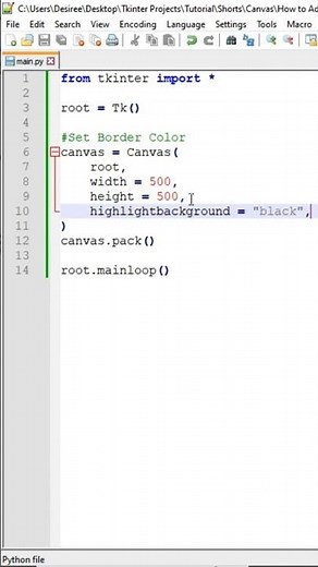 How to Add a Border to the Canvas in Python Tkinter #coding #pythongui #tkinter
