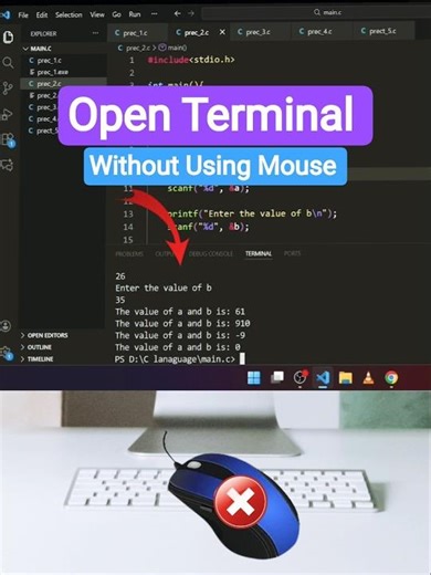 VS Code: Open Terminal Without Mouse Using Shortcuts ! #vscodetips