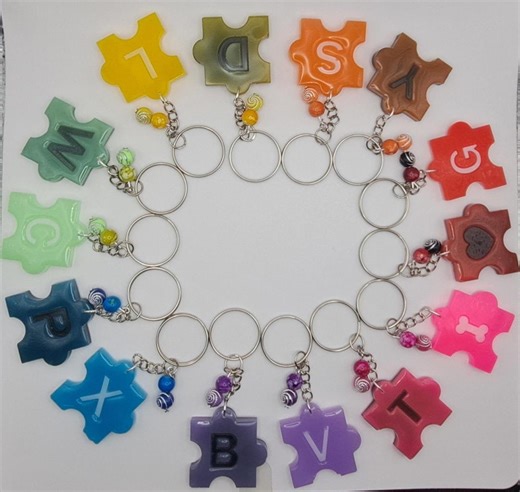 Personalised Puzzle Piece Keychain | Matching Couple Keyring Set | Custom Initial Resin Keychain - Etsy