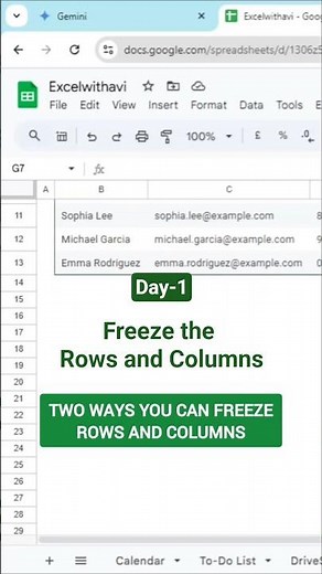 How to Freeze the rows and columns in Google Sheets