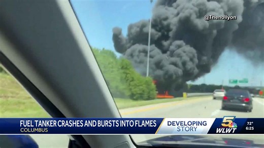 VIDEO: Fuel tanker crashes, bursts into flames on Ohio interstate