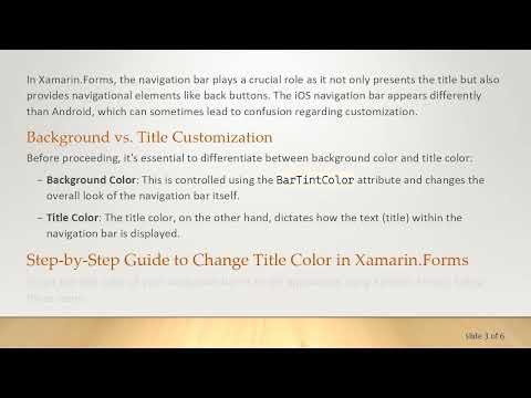 How to Set the Title Color of Xamarin.Forms Navigation Bar for iOS